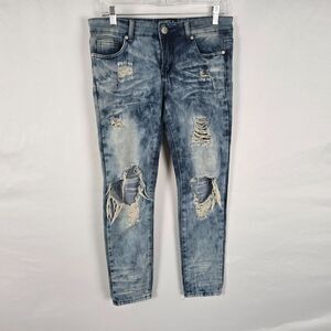 Thrill Jeans Juniors 9 / 30 Blue Acid Wash Distressed Ankle Skinny
